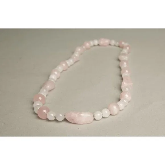 Pink Stone Necklace Set Genuine Agatha Rocks Lariat Scarf Jewelry from Brazil